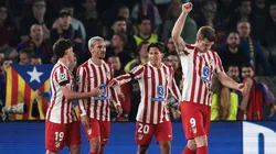 Alexander Sorloth celebrates a goal for Atletico Madrid.