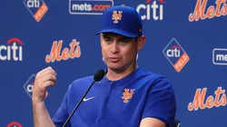 Carlos Mendoza of the New York Mets speaks during a press conference.