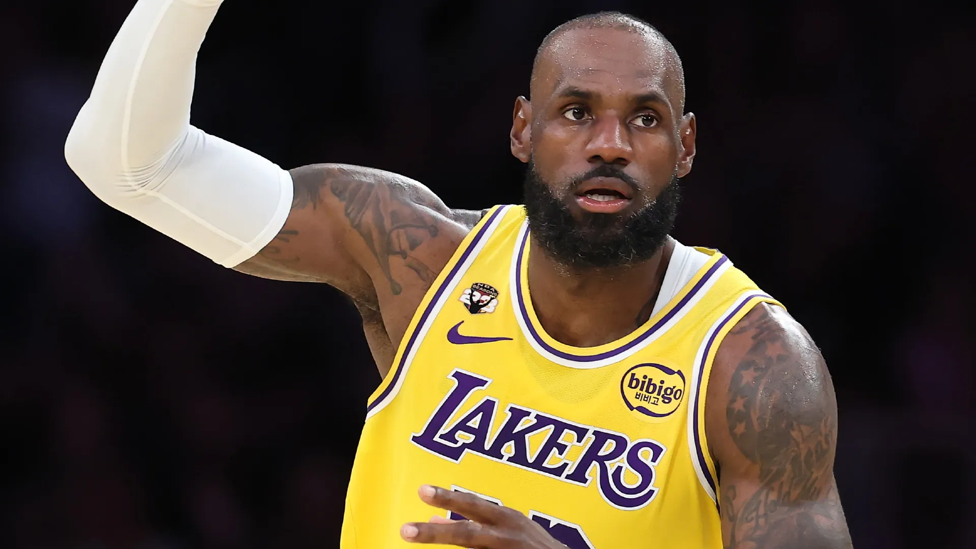 LeBron James #23 of the Los Angeles Lakers in 2026 (Source: Ronald Martinez/Getty Images)