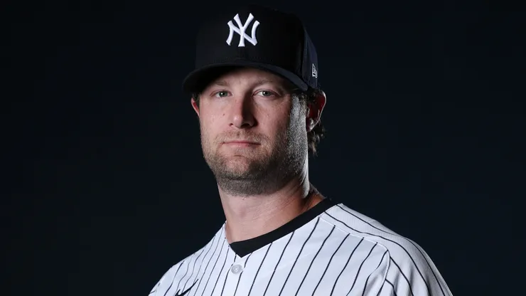 Gerrit Cole #45 of the Yankees poses for a photo during Spring Training.