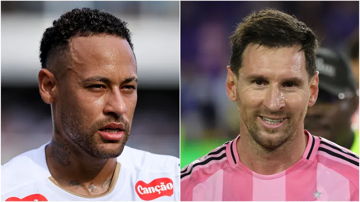 Neymar of Santos and Lionel Messi of Inter Miami.