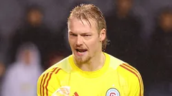 Chicago Fire FC goalkeeper Chris Brady celebrates.