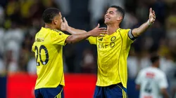 Cristiano Ronaldo of Al Nassr celebrate with teammate