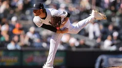 Paul Blackburn #58 of the New York Yankees pitches in the ninth.