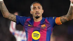 Raphinha of FC Barcelona reacts during the Copa Del Rey Semi Final Second Leg match.