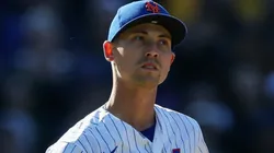 Luke Weaver #30 of the New York Mets in action during the game.