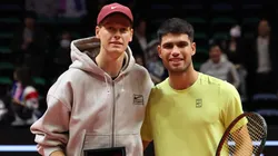 Jannik Sinner of Italy and Carlos Alcaraz of Spain