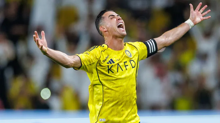 Cristiano Ronaldo celebrates a goal for Al Nassr.
