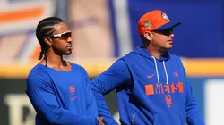 Francisco Lindor and Carlos Mendoza of the New York Mets