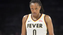 Kelsey Mitchell #0 of the Indiana Fever.