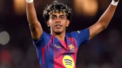 Lamine Yamal of Barcelona celebrates victory after the LaLiga EA Sports match