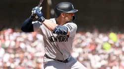 Randal Grichuk #34 of the New York Yankees bats.