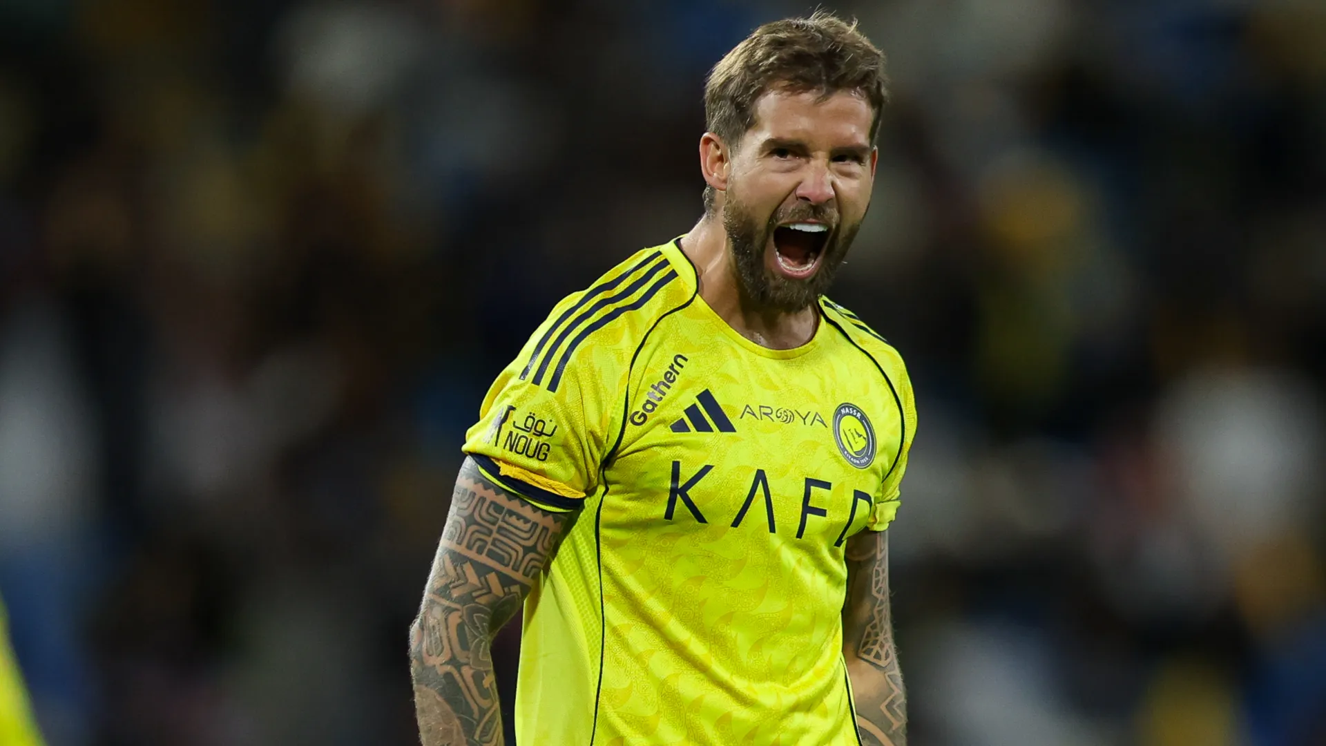 Iñigo Martinez celebrates a goal for Al Nassr. (Getty Images)
