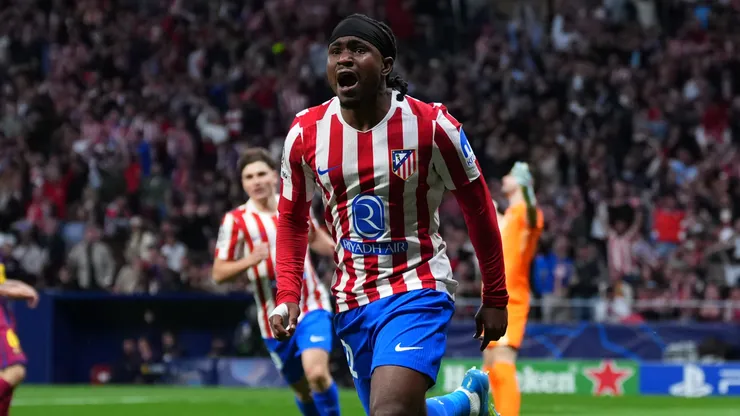 Ademola Lookman celebrates a goal for Atletico Madrid.