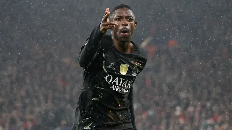 Ousmane Dembele of Paris Saint-Germain celebrates.