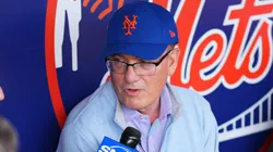 New York Mets owner Steve Cohen speaks to press during spring training.
