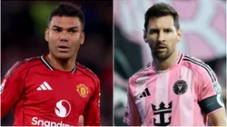 Casemiro of Manchester United and Lionel Messi of Inter Miami.