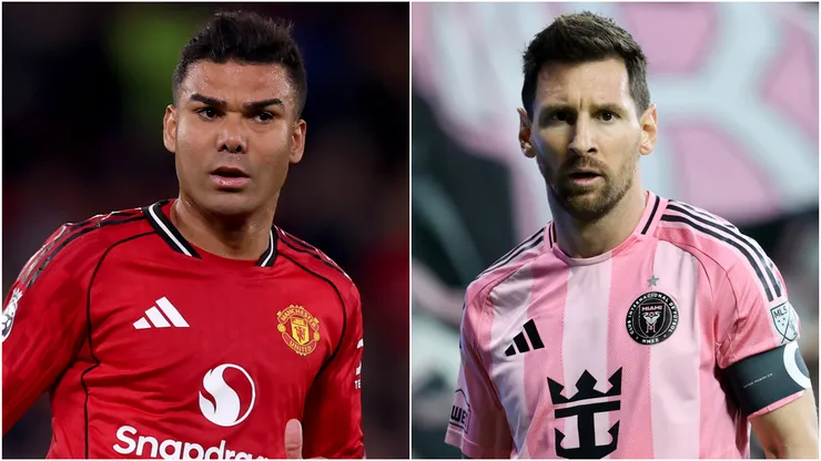 Casemiro of Manchester United and Lionel Messi of Inter Miami.