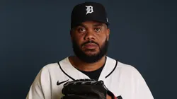 Kenley Jansen #74 of the Detroit Tigers poses for a photo.