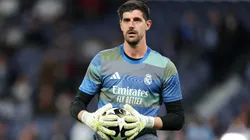 Thibaut Courtois warms up prior to the UEFA Champions League 2025/26 Round of 16 First Leg match.