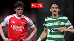 Declan Rice of Arsenal and Trincao of Sporting CP.