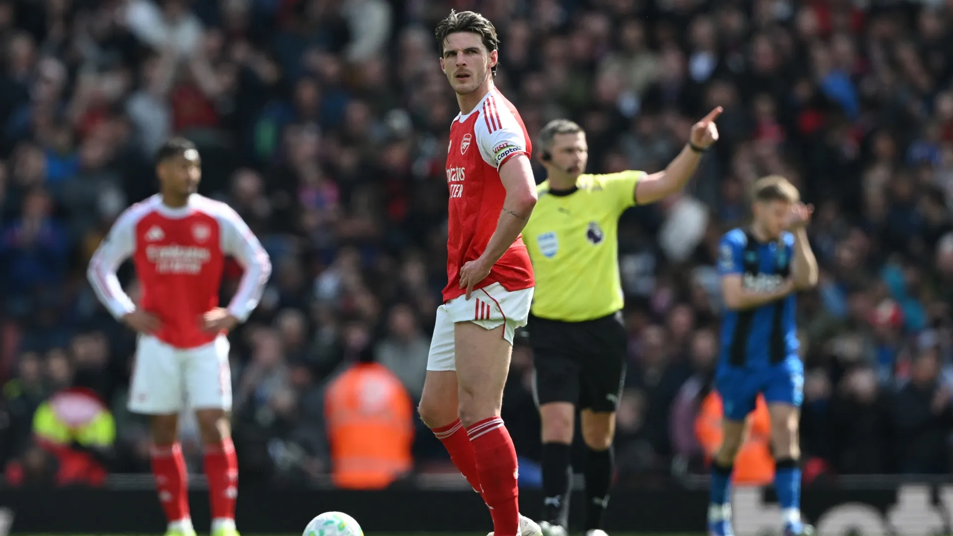 Declan Rice of Arsenal during the Premier League match against Bournemouth in 2026 (Source: Shaun Botterill/Getty Images)
