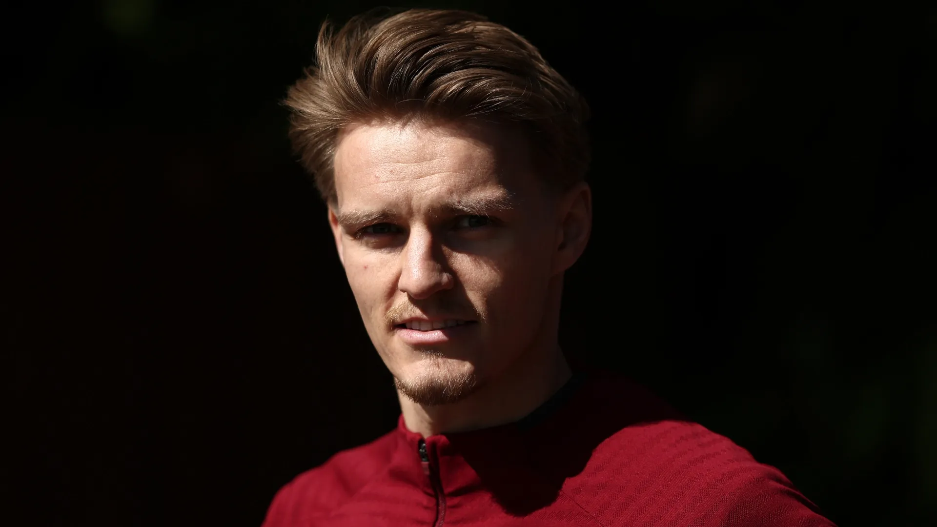 Martin Odegaard of Arsenal looks on during a Training Session in 2026 (Source: James Fearn/Getty Images)