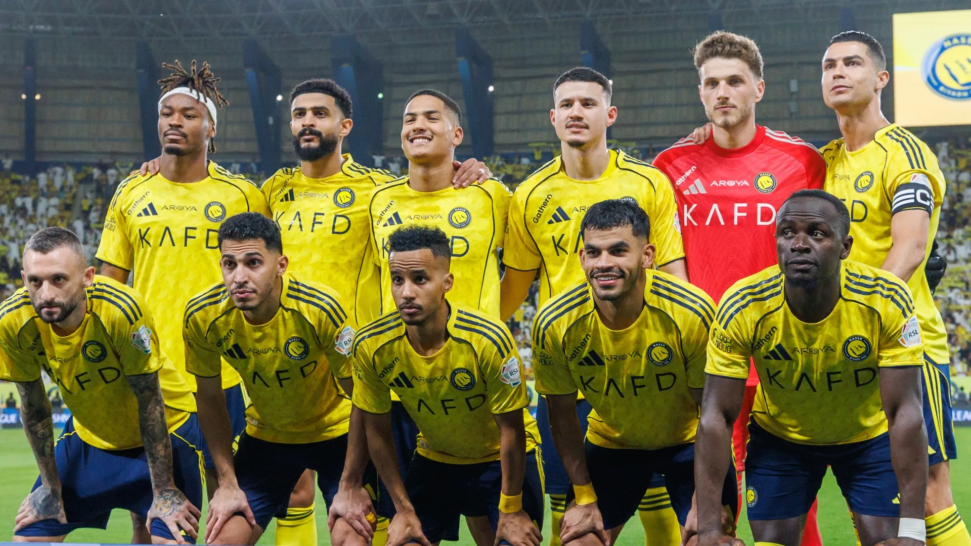 Al Nassr FC Players group photo during the Saudi Pro League game. Abdullah Ahmed/Getty Images
