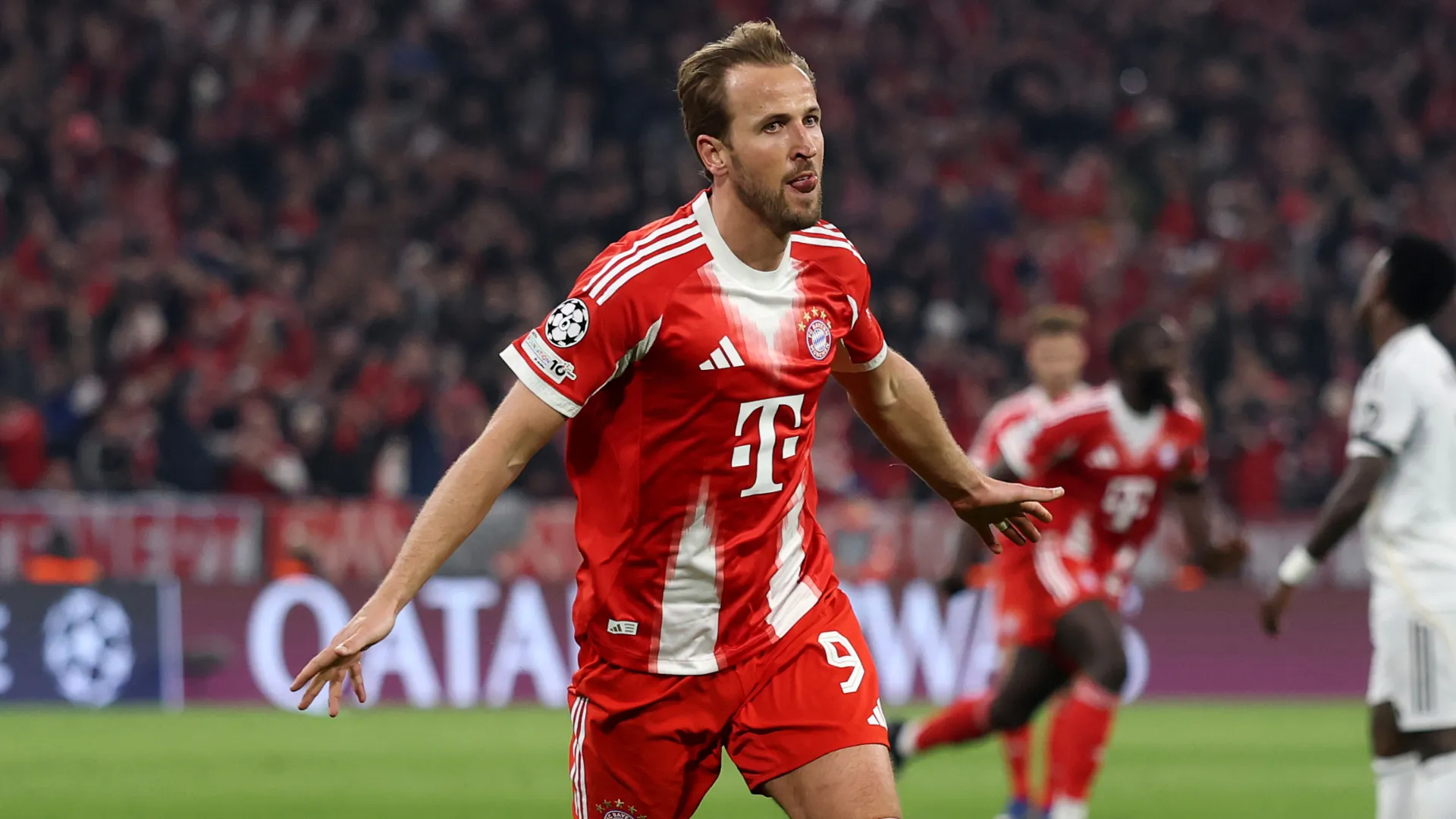Harry Kane celebrates a goal vs Real Madrid. (Getty Images)