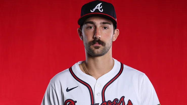 Spencer Strider #99 of the Atlanta Braves poses for a photo during Spring Training.
