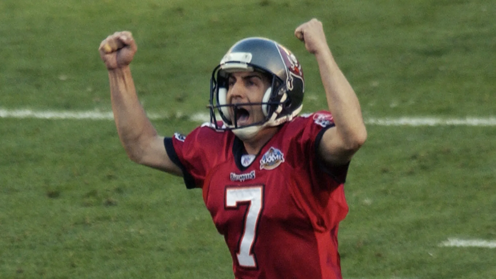 Martin Gramatica celebrating during the 2003 Super Bowl.