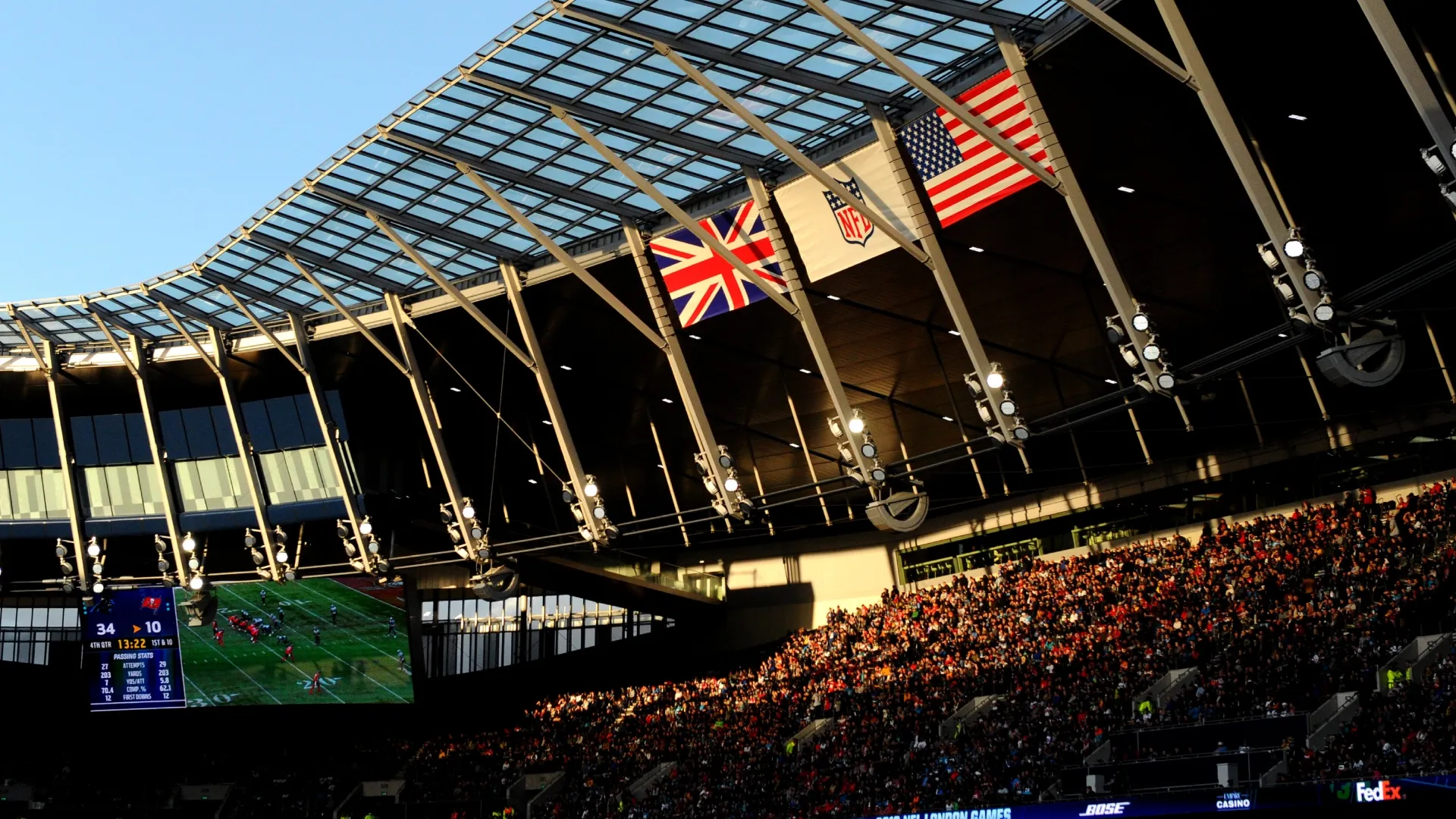 A general view of a Bucs vs. Panthers game in London.