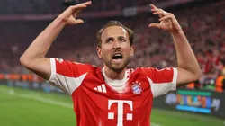 Harry Kane celebrates Bayern Munich's win vs Real Madrid.