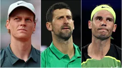 Jannik Sinner, Novak Djokovic and Rafael Nadal.