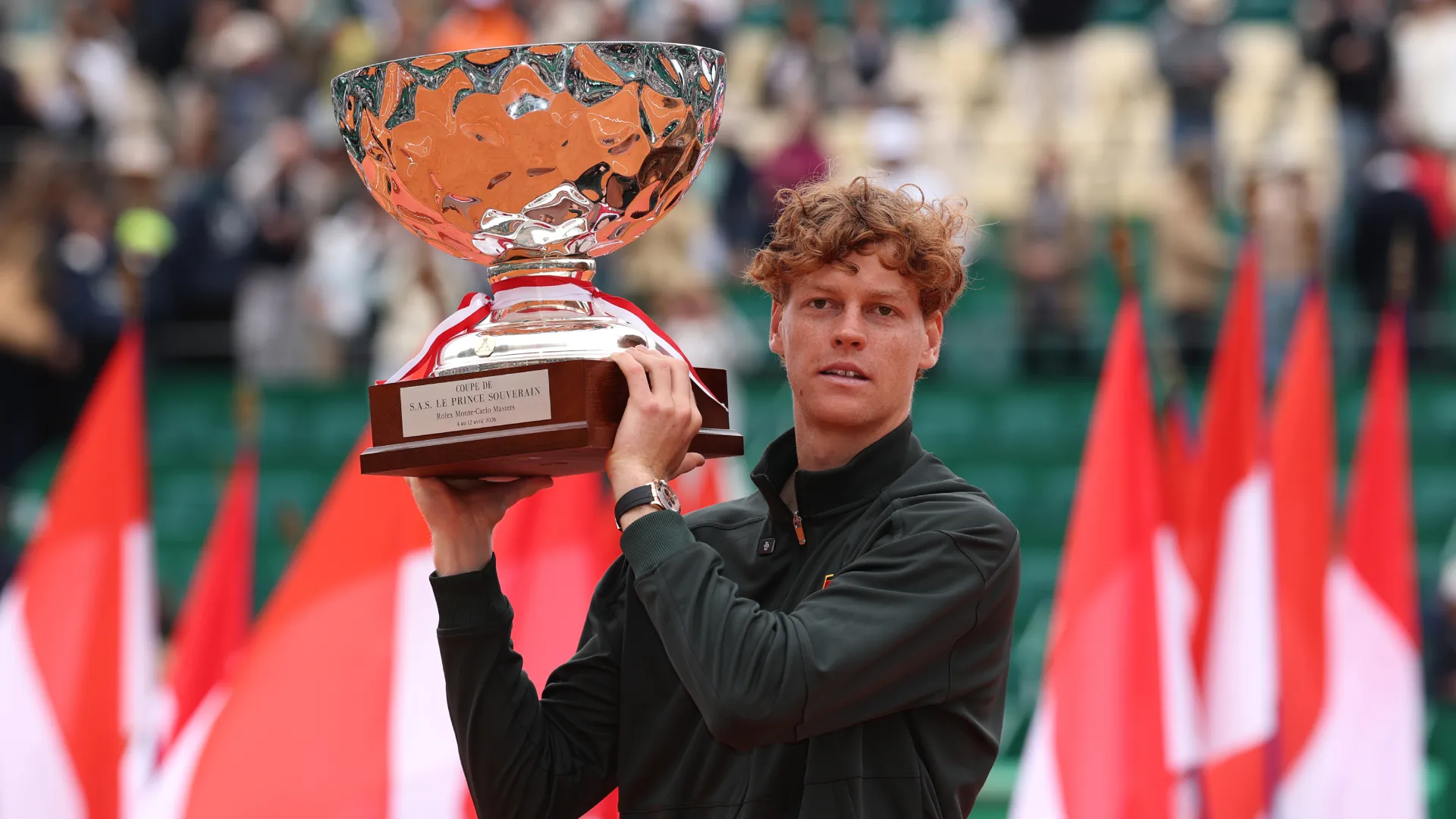 Jannik Sinner after defeating Carlos Alcaraz in the Monte-Carlo final. (Getty Images)