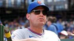 Manager Carlos Mendoza #64 of the Mets looks on prior to the game against the Cubs.