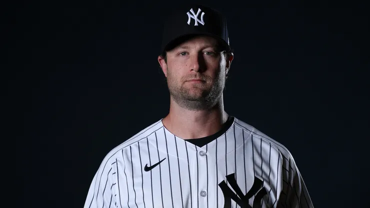 Gerrit Cole #45 of the New York Yankees poses for a photo during Spring Training.