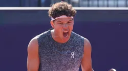 Ben Shelton celebrates a win.