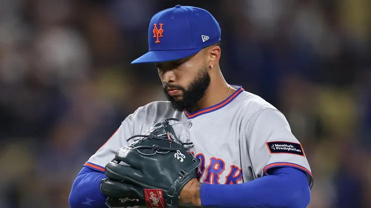 Devin Williams #38 of the New York Mets reacts.