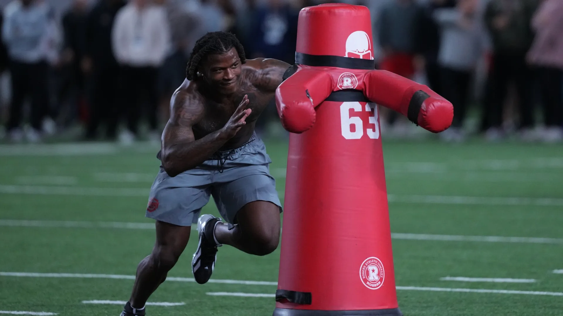 Arvell Reese participates in drills during 2026 Ohio State Pro Day (Source: Jason Mowry/Getty Images)