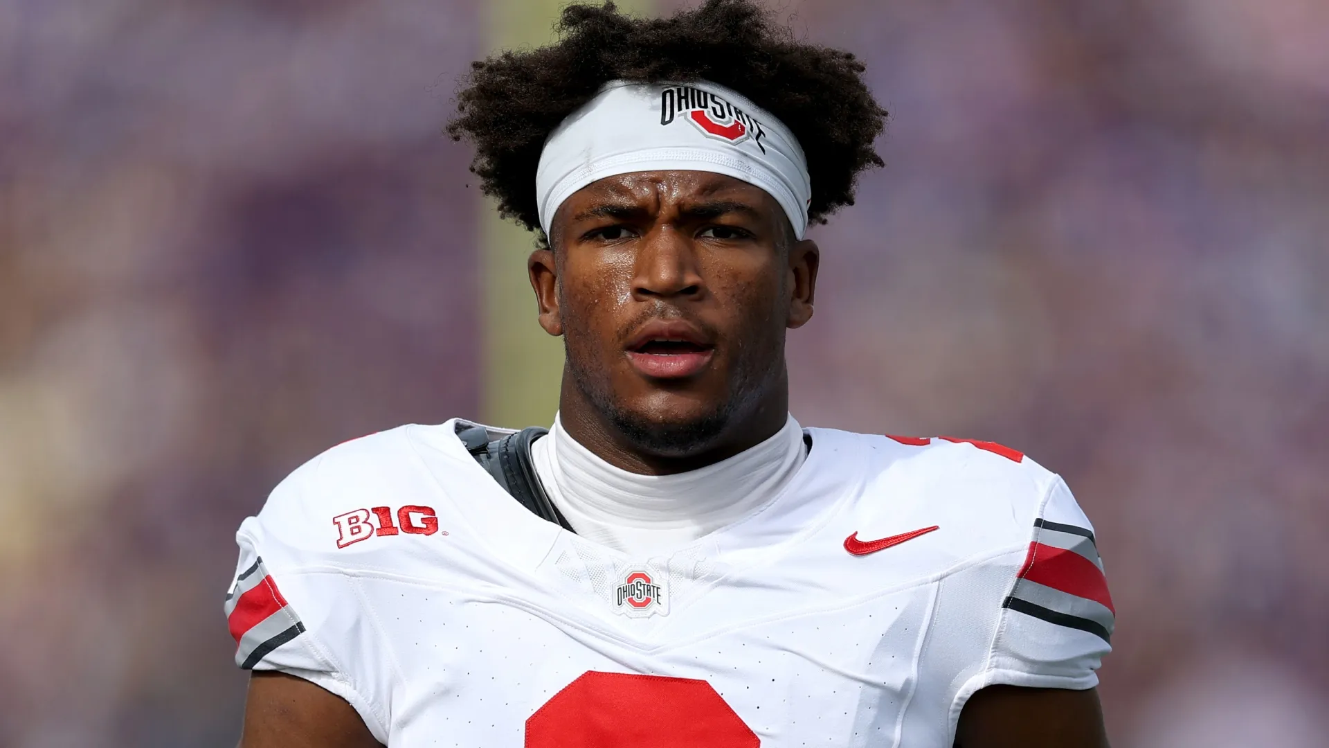 Caleb Downs looks on before the game against the Washington Huskies in 2025 (Source: Steph Chambers/Getty Images)