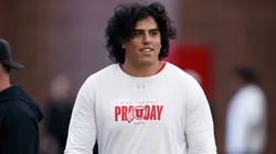 Spencer Fano #55 walks during the Utah Utes Pro Day on March 19, 2026