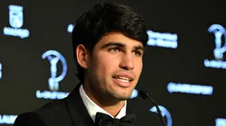 Carlos Alcaraz speaks at the Laureus World Sports Awards.