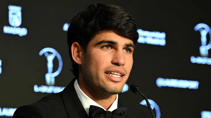 Carlos Alcaraz speaks at the Laureus World Sports Awards.