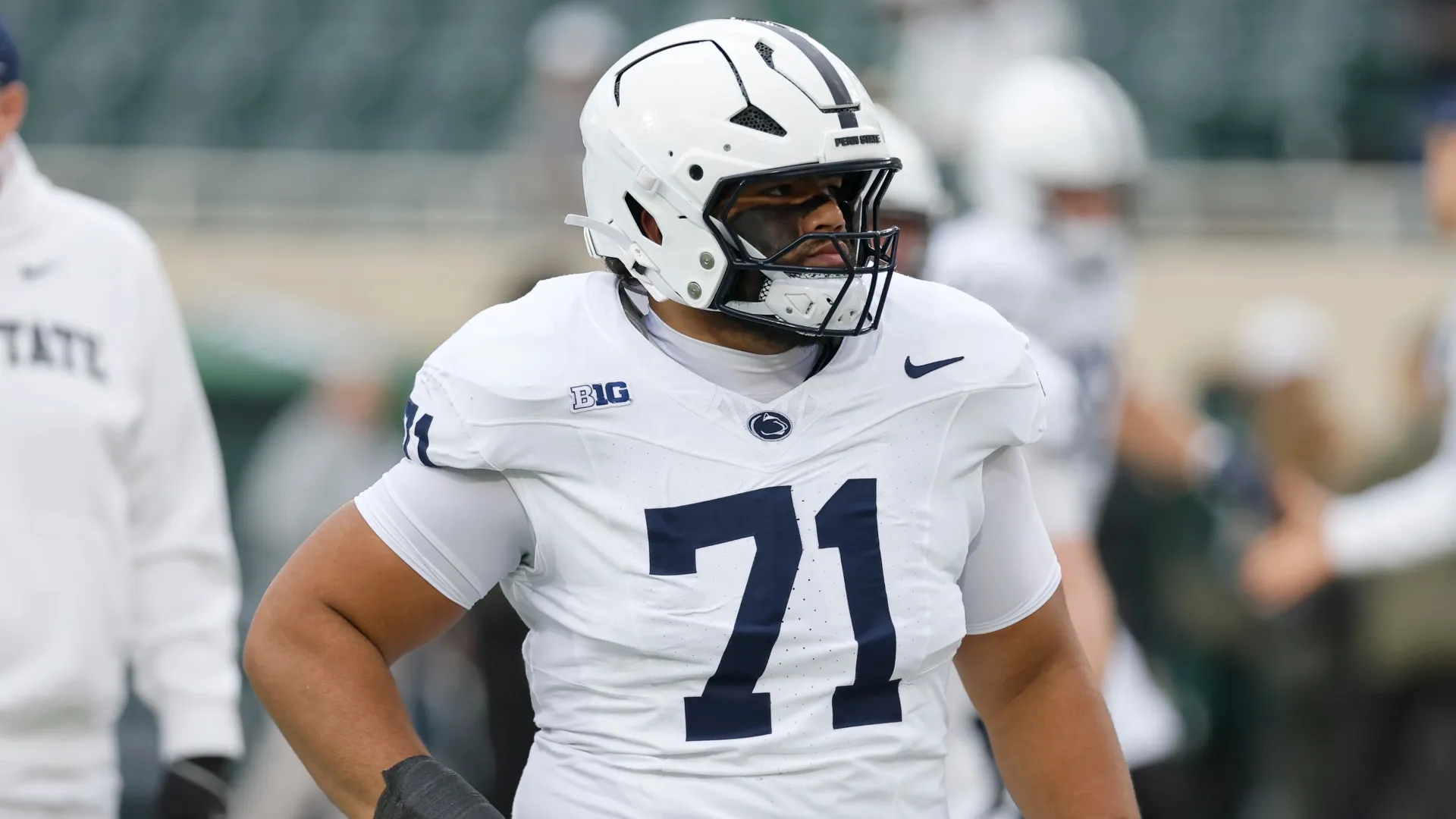 Olaivavega Ioane #71 of the Penn State Nittany Lions in 2025 (Source: Duane Burleson/Getty Images)