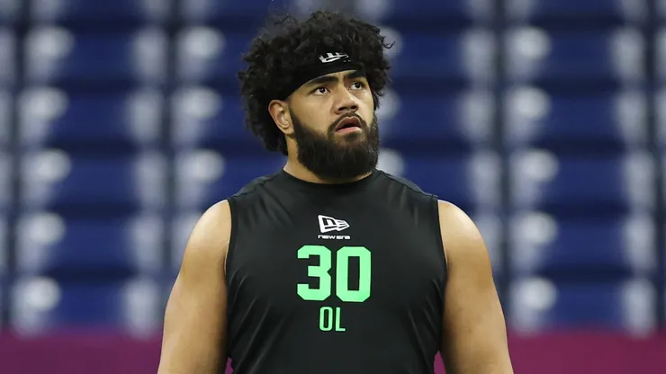 Vega Ioane of the Penn State Nittany Lions participates in a drill during the 2026 NFL Scouting Combine
