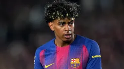 Lamine Yamal of FC Barcelona looks on.