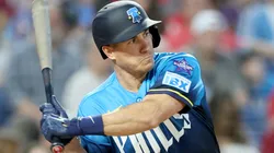 J.T. Realmuto #10 of the Phillies at bat during a game.