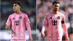 Noah Allen and Lionel Messi of Inter Miami.