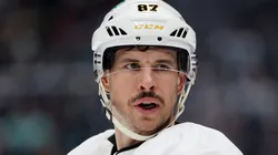 Sidney Crosby of the Pittsburgh Penguins at Climate Pledge Arena.